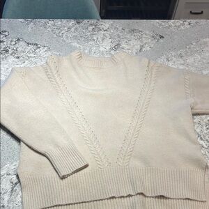 Oversized Cream Cable Knit Sweater Size L